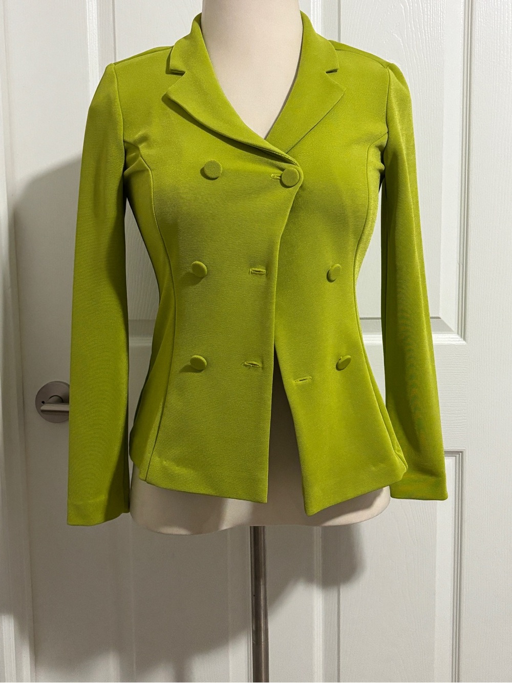 Vtg Size 8 Women’s Double-Breasted Lime Green Blazer Jacket